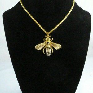 Gold Gucci Queen Honey Bee Necklace Bumble Pendant